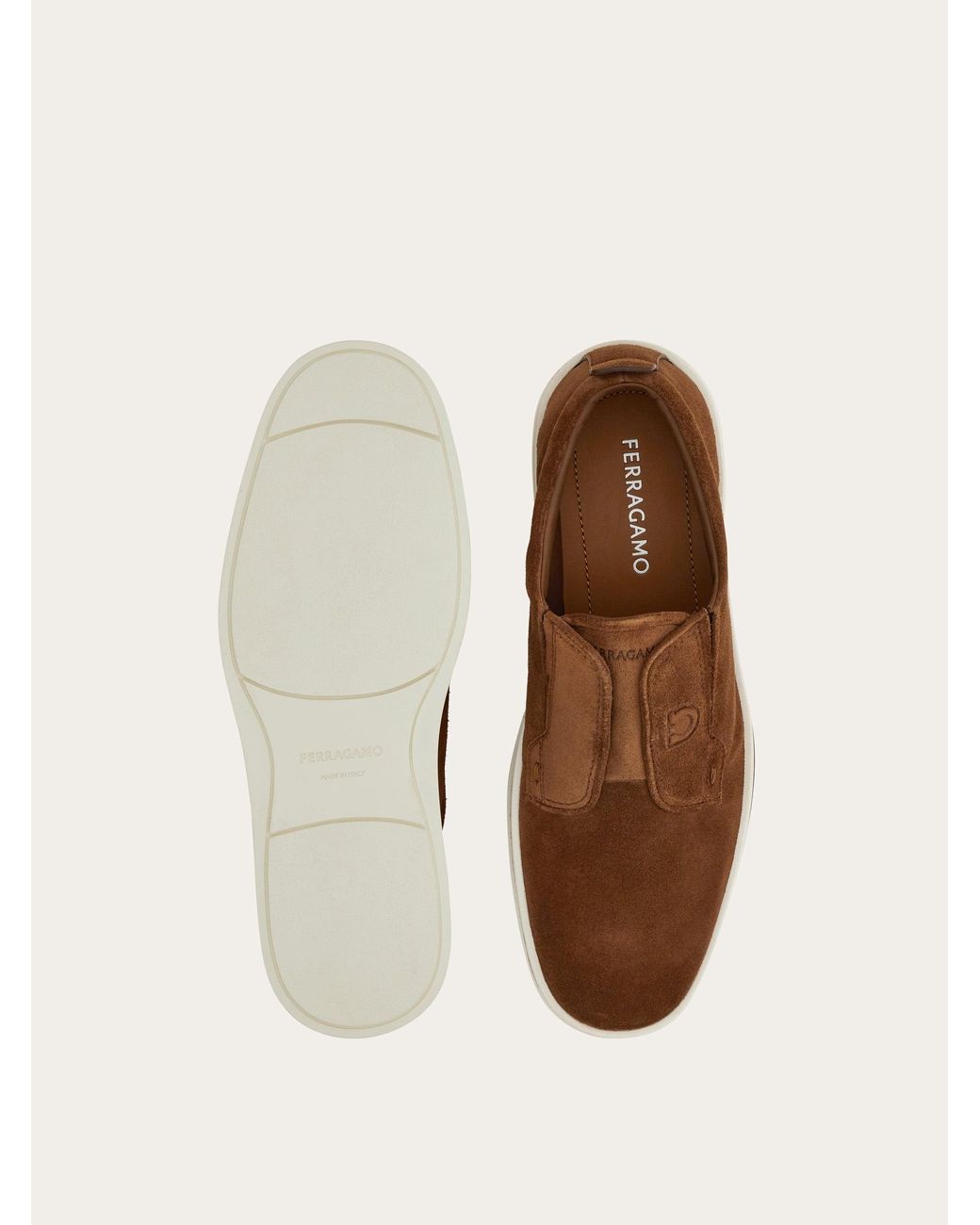 Ferragamo Brown Derby Slip-On for men