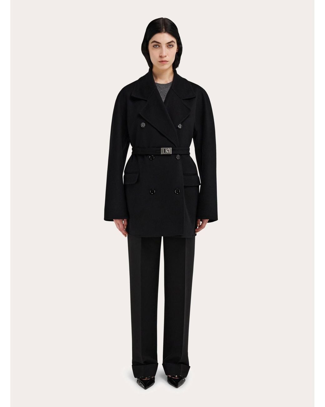Ferragamo Black Double Cashmere Jacket