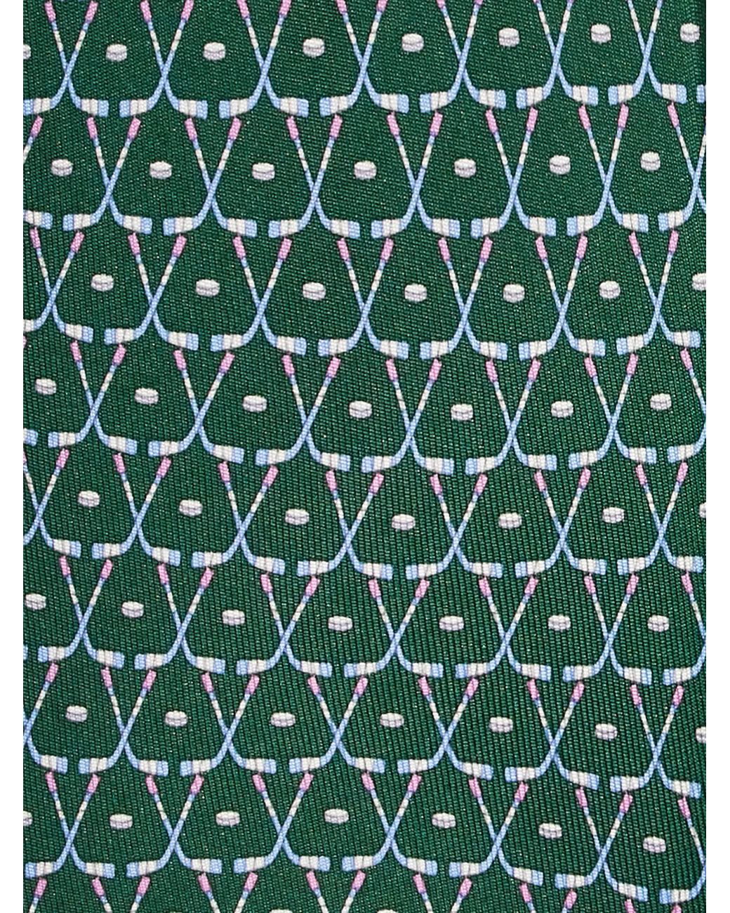 Ferragamo Green Hockey Print Silk Tie for men