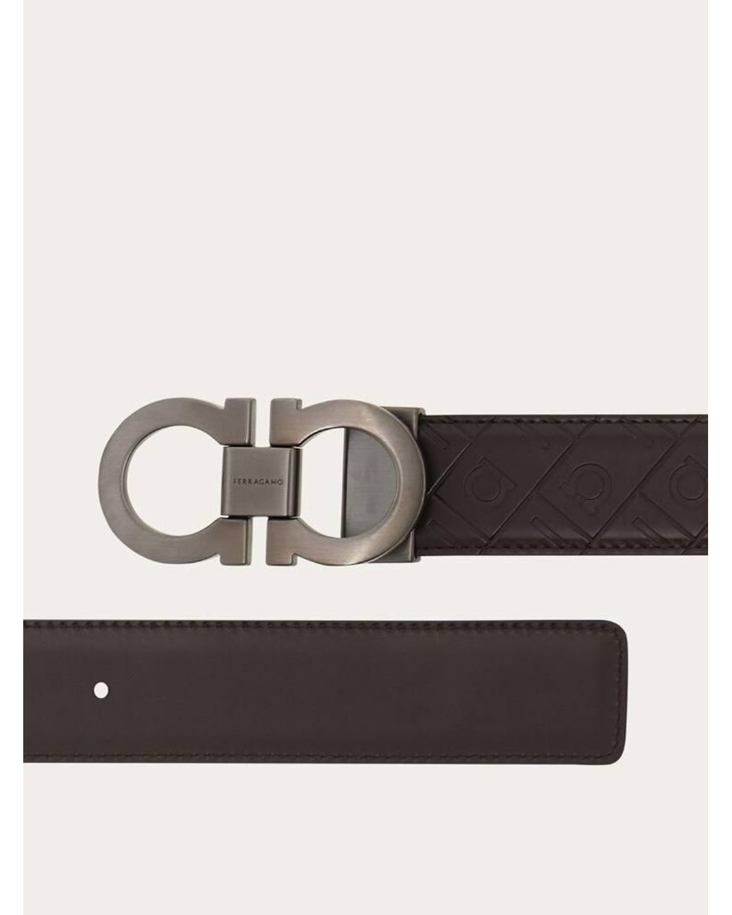 Ferragamo Brown Reversible And Adjustable Gancini Belt for men