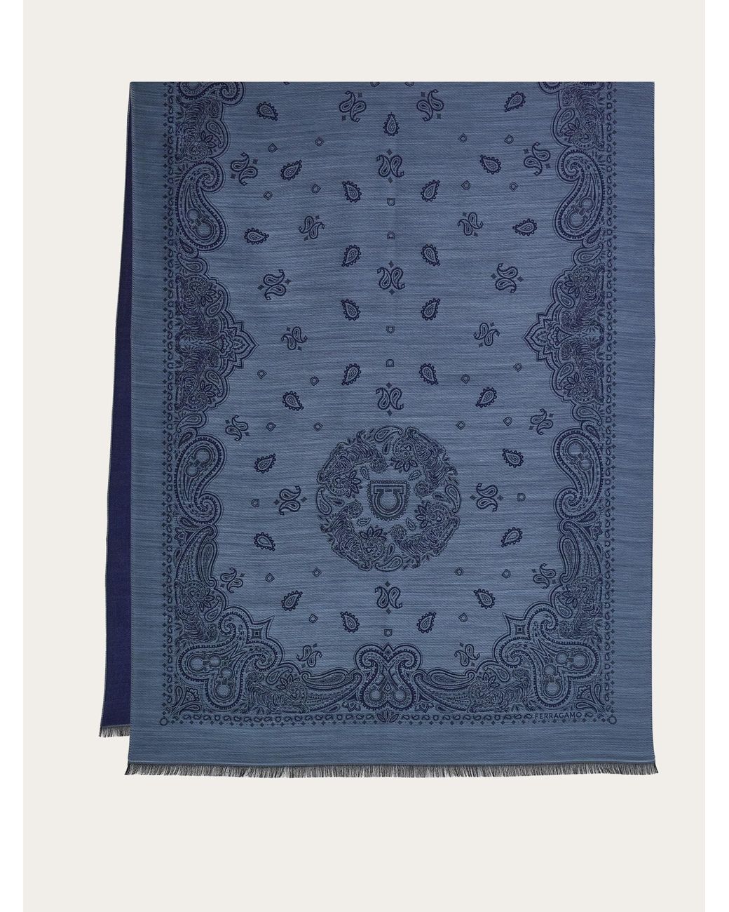 Ferragamo Blue Arabesque Print Stole for men