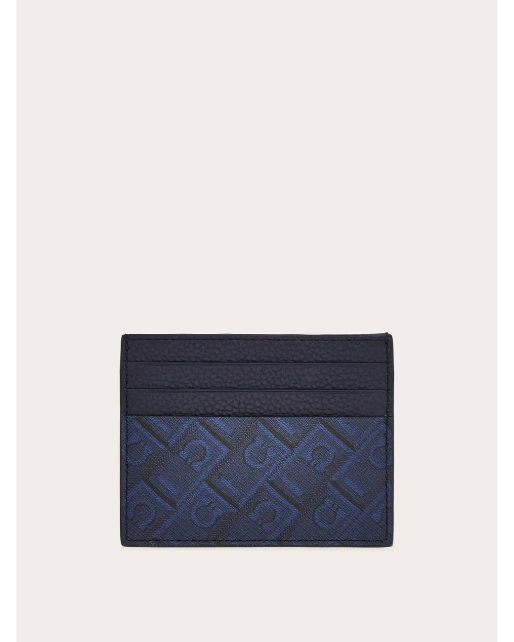 Ferragamo Blue Monogram Credit Card Holder for men