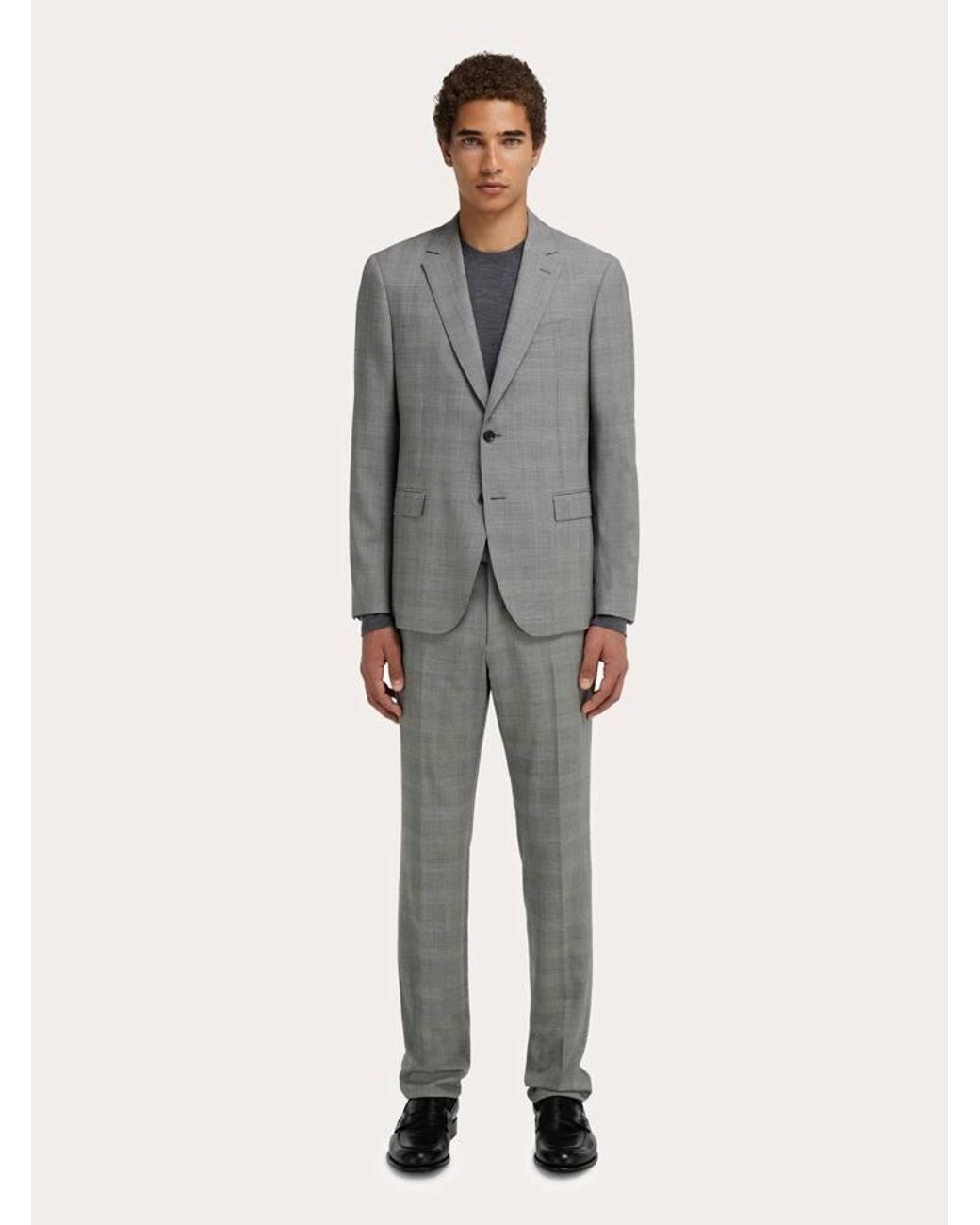 Ferragamo Gray Prince Of Wales Check Suit for men