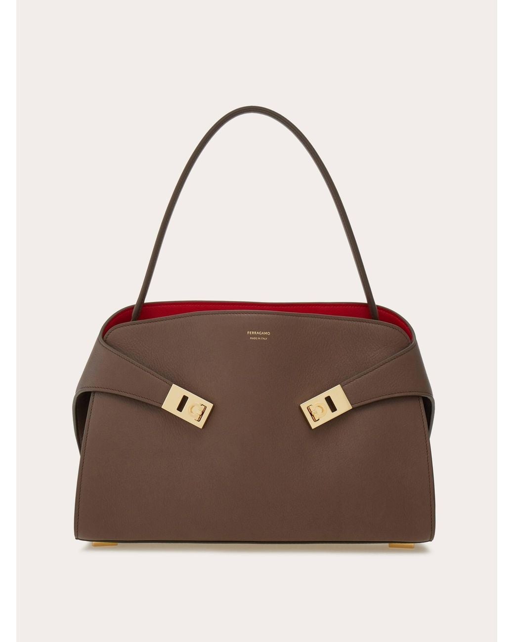 Ferragamo Brown Hug Soft Bicolor Shoulder Bag (M)