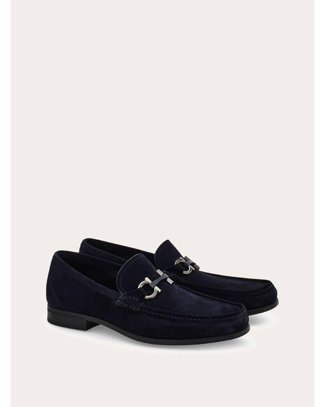 Ferragamo White Gancini Ornament Moccasin for men