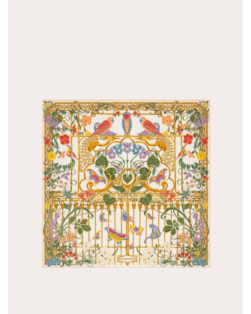 Ferragamo Metallic Liberty Print Silk Scarf