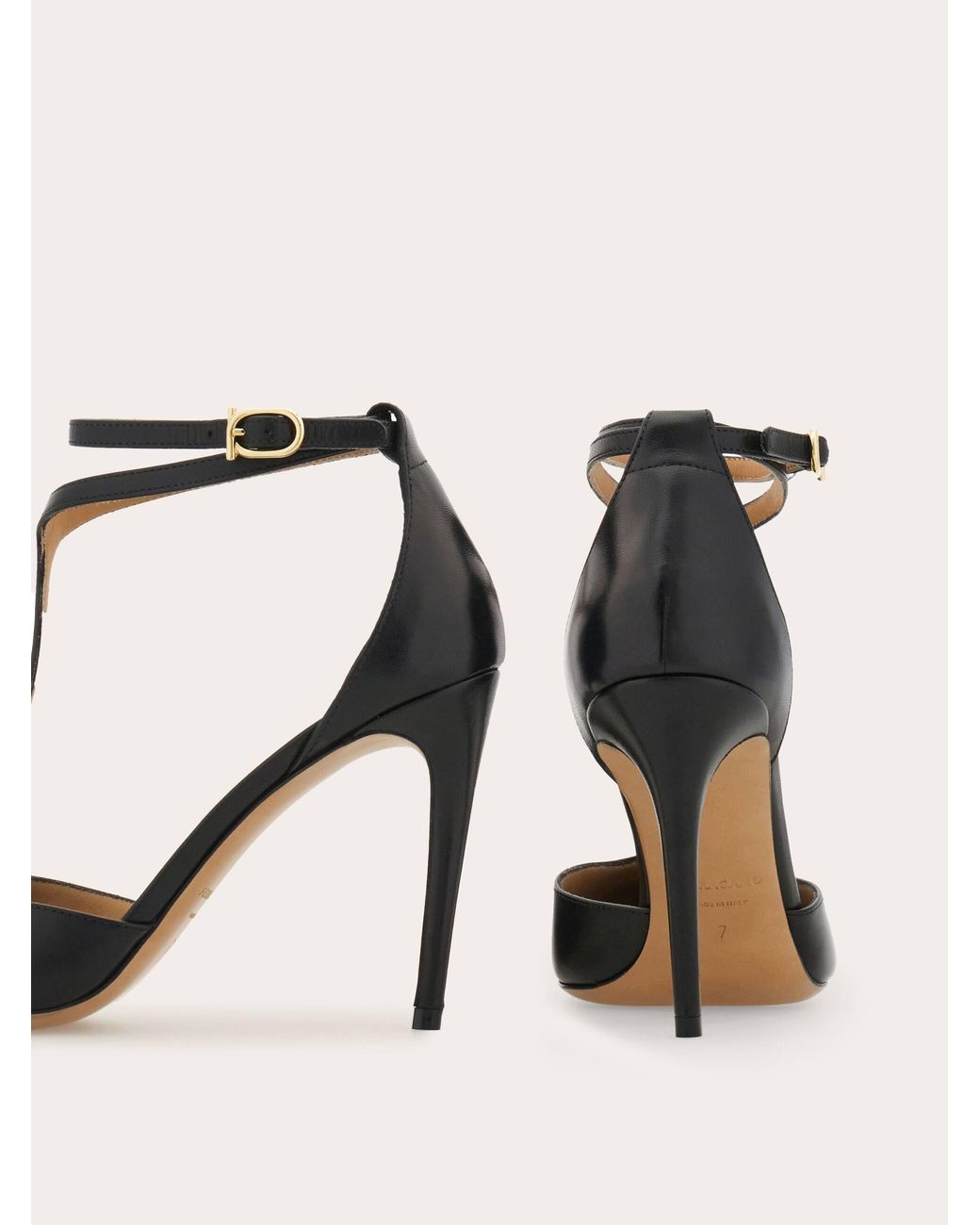 Ferragamo White T-Strap Stiletto Pump