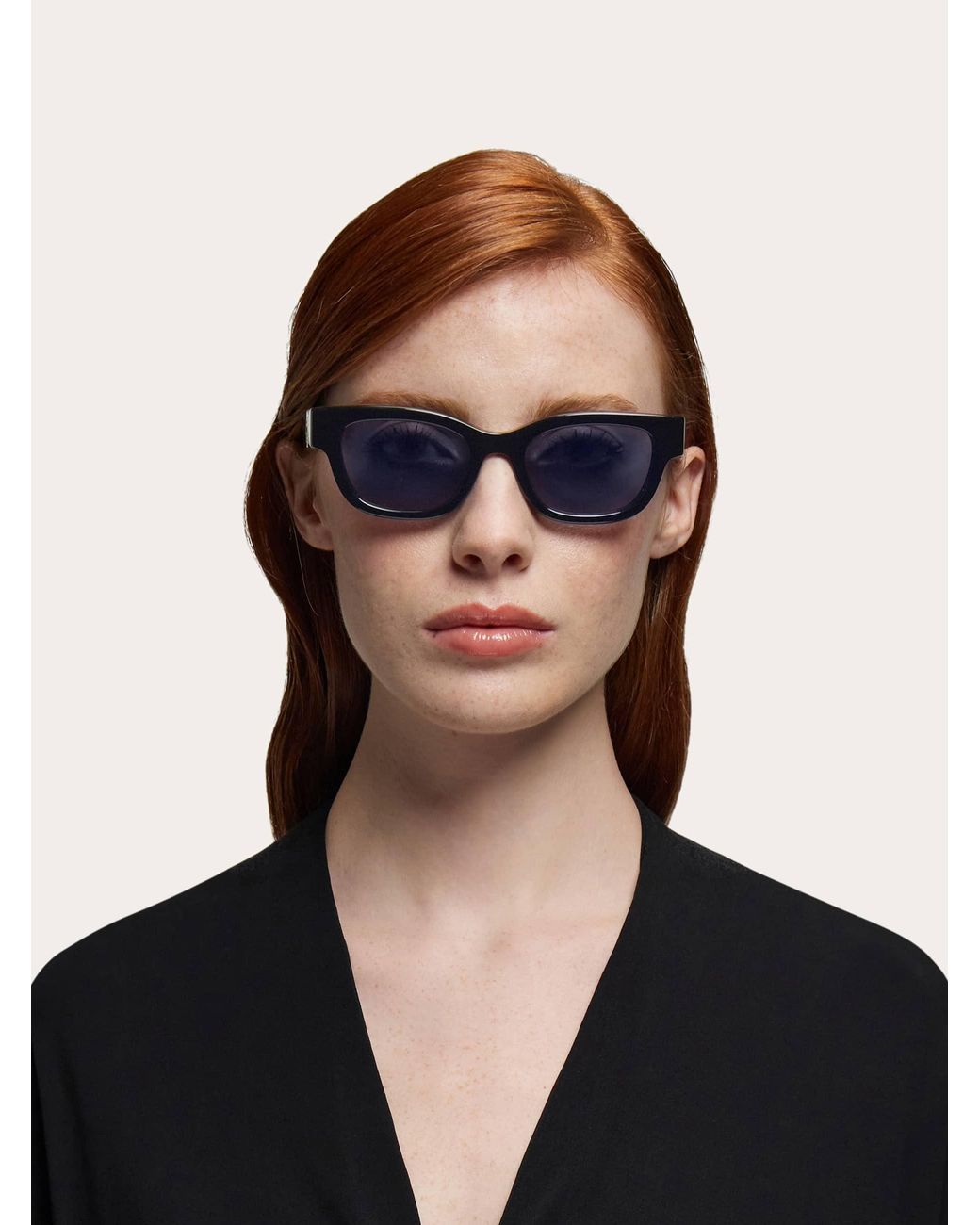 Ferragamo Blue Rectangular Frame Sunglasses