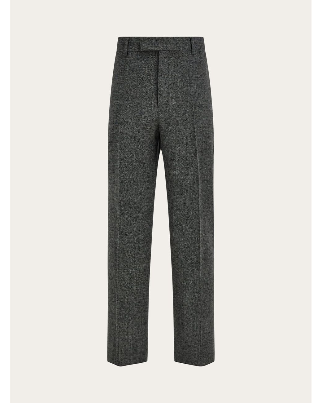 Ferragamo Gray Wide Leg Chevron Trousers for men