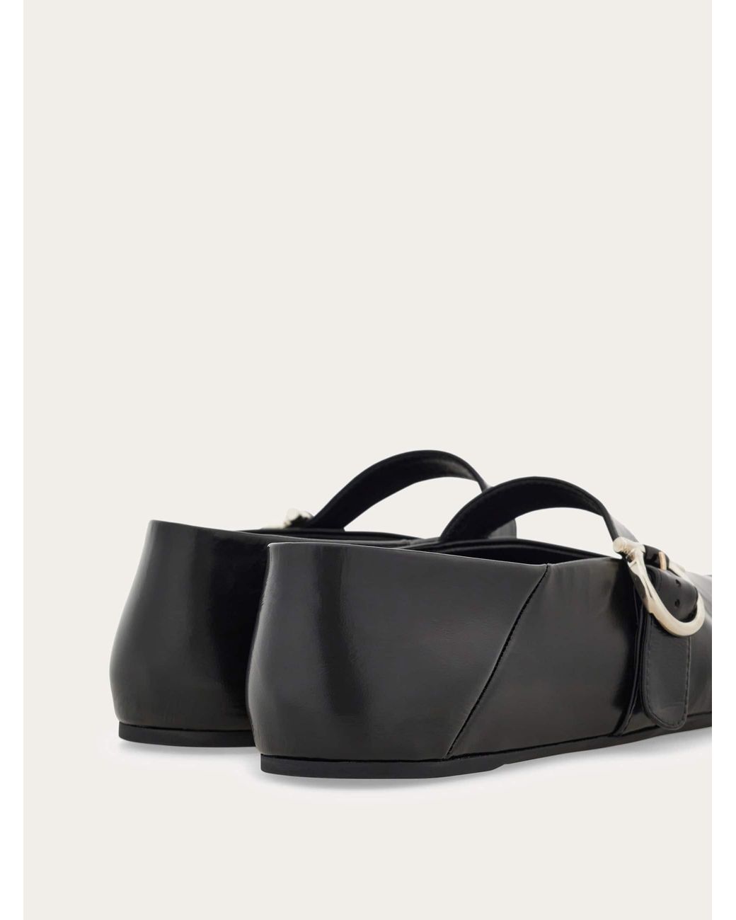 Ferragamo White Gancini Buckle Ballet Flat