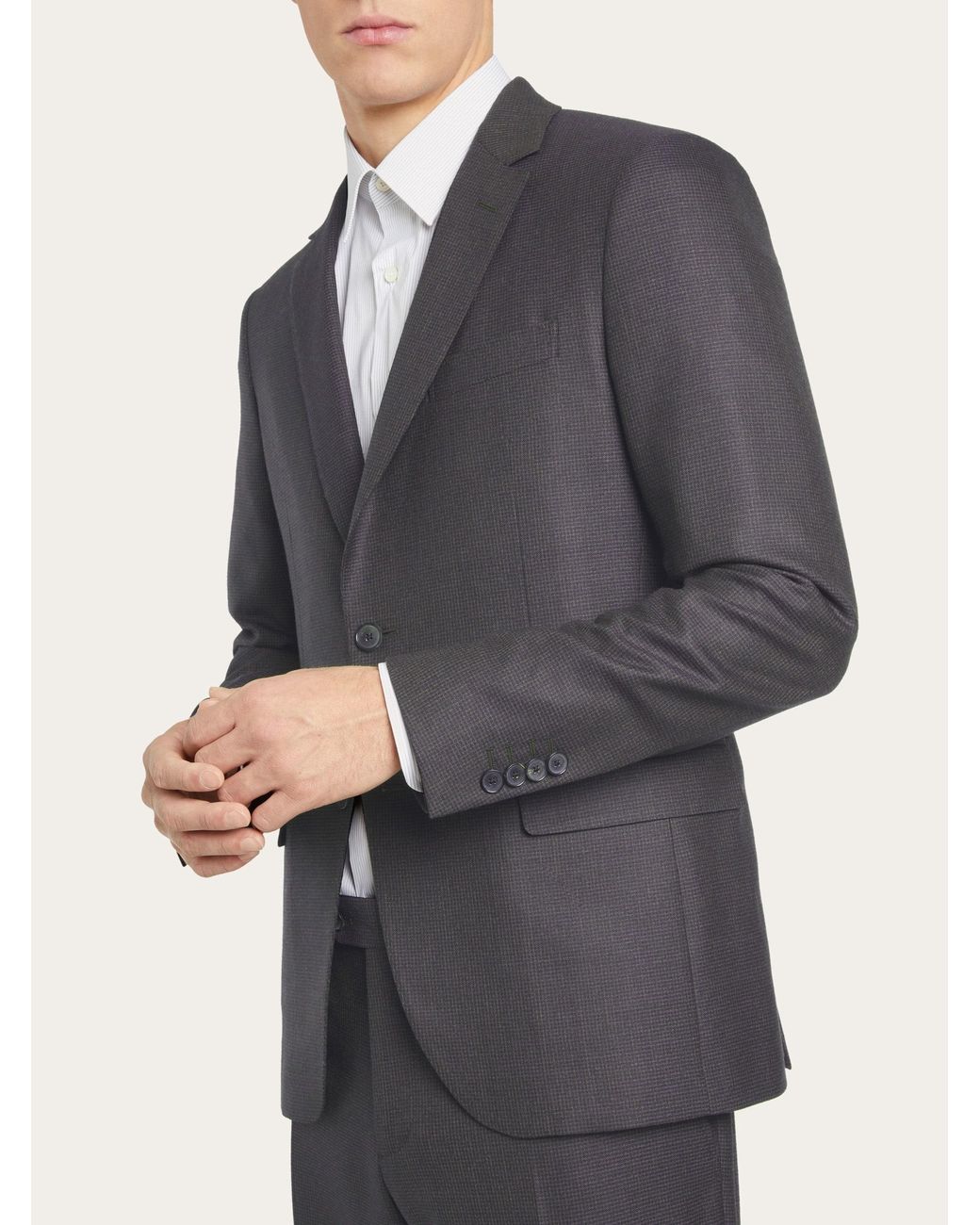 Ferragamo Blue Check Suit In Wool for men