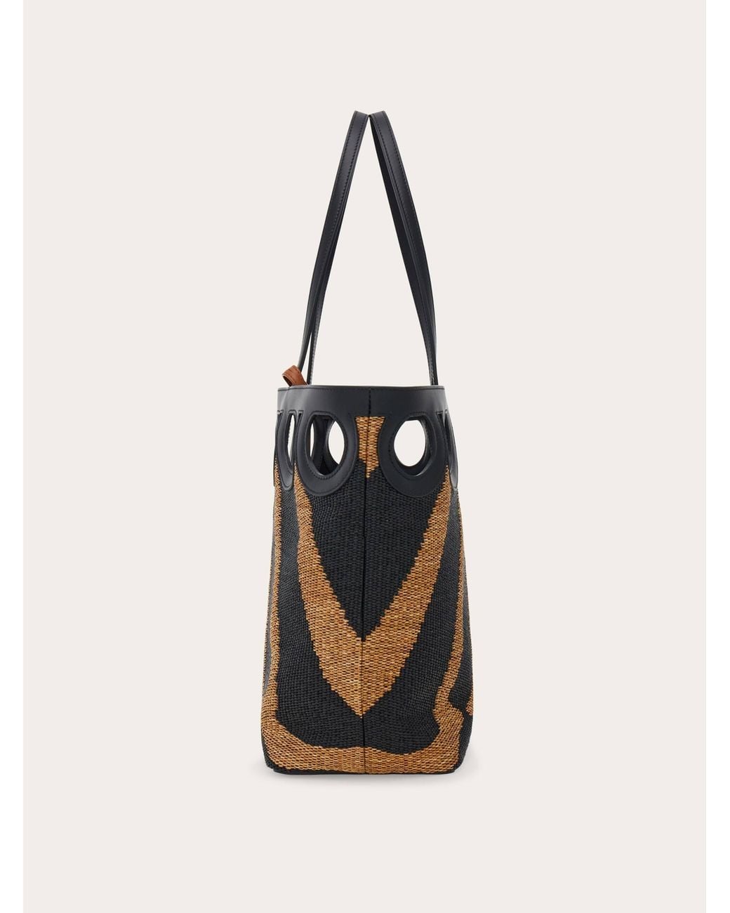 Ferragamo Black Gancini Outline Tote Bag (L)