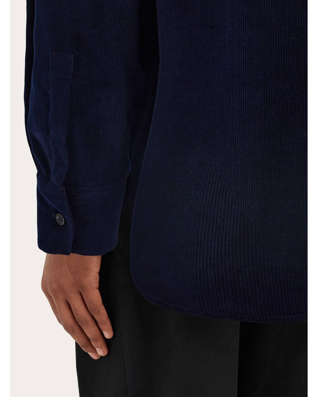 Ferragamo Blue Velvet Shirt for men