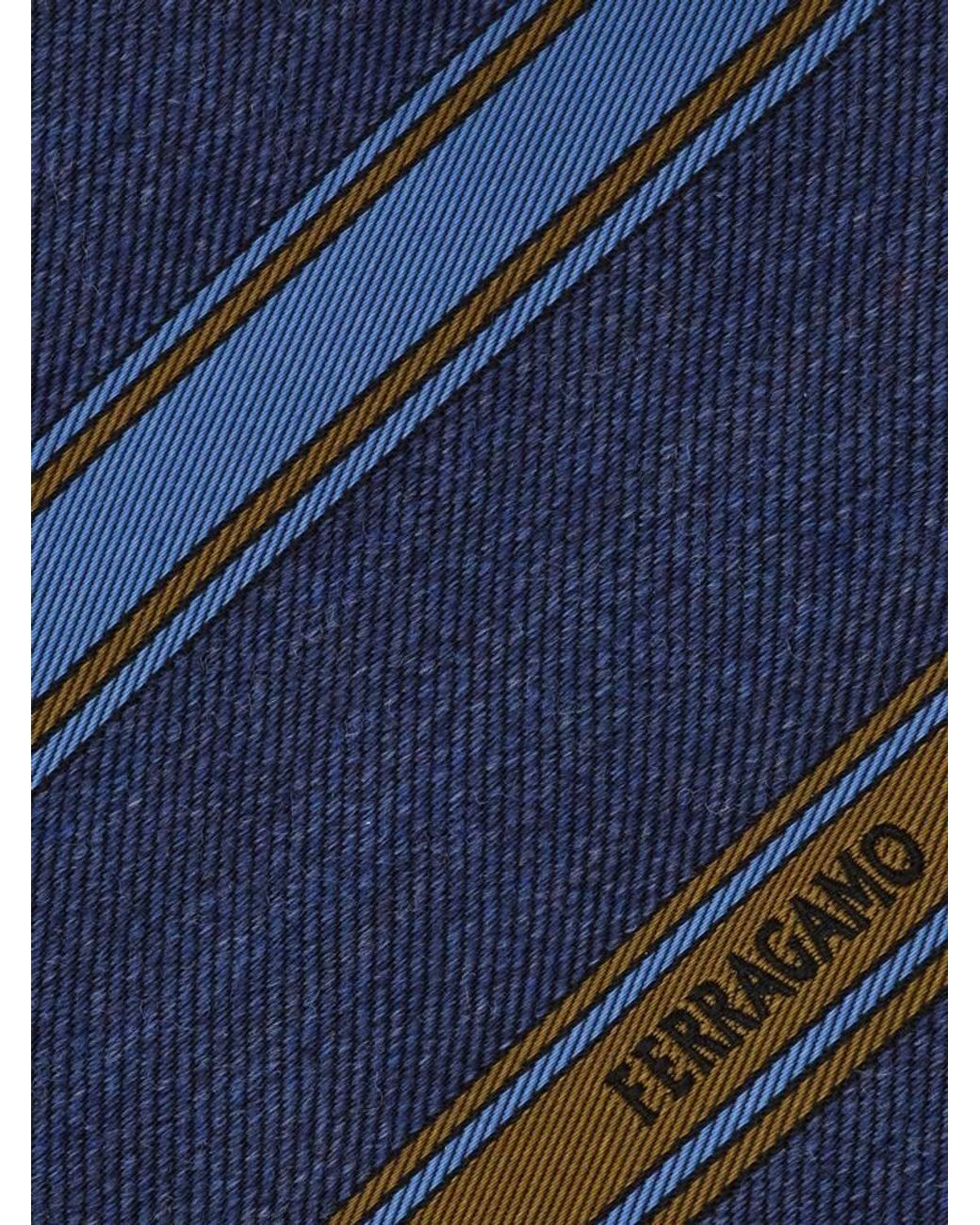 Ferragamo Blue Regimental Jacquard Tie for men