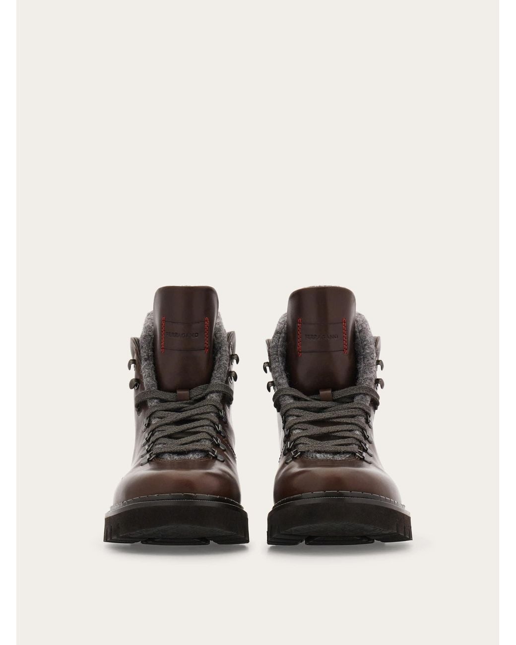 Ferragamo Brown Wool Lined Utility Boot for men