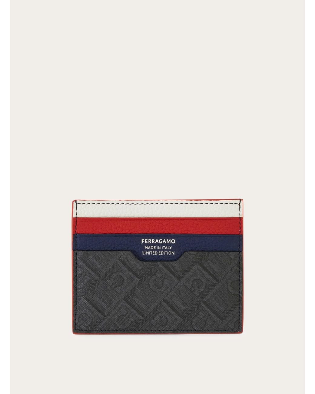Ferragamo Blue Monogram Credit Card Holder for men