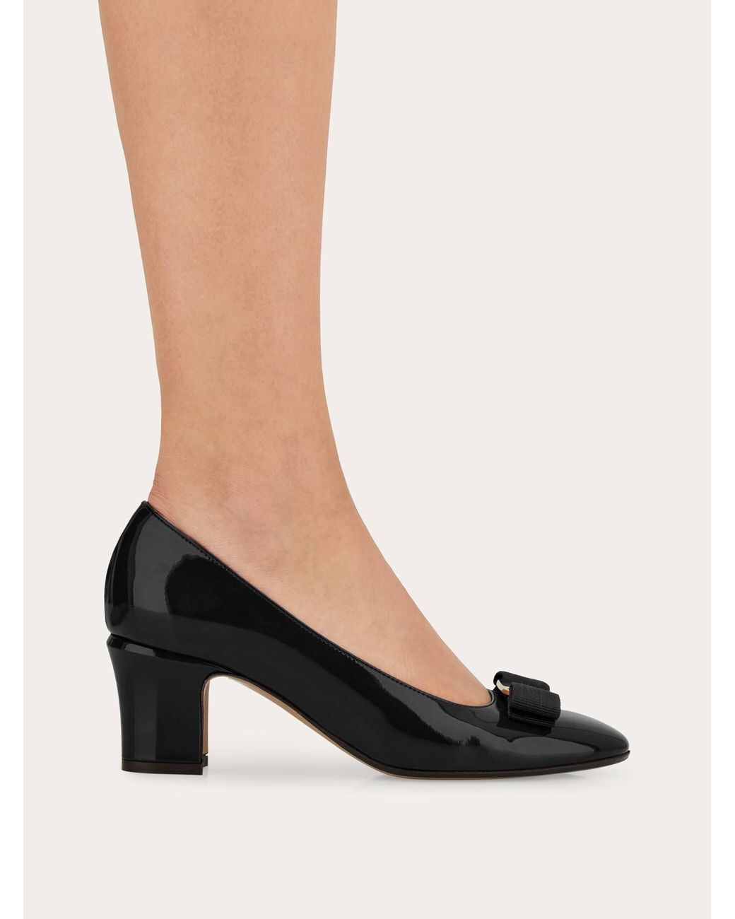 Ferragamo Black Vara Bow Block Heel Pump .5