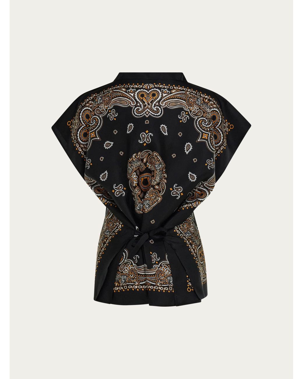 Ferragamo Black Arabesque Print Poncho