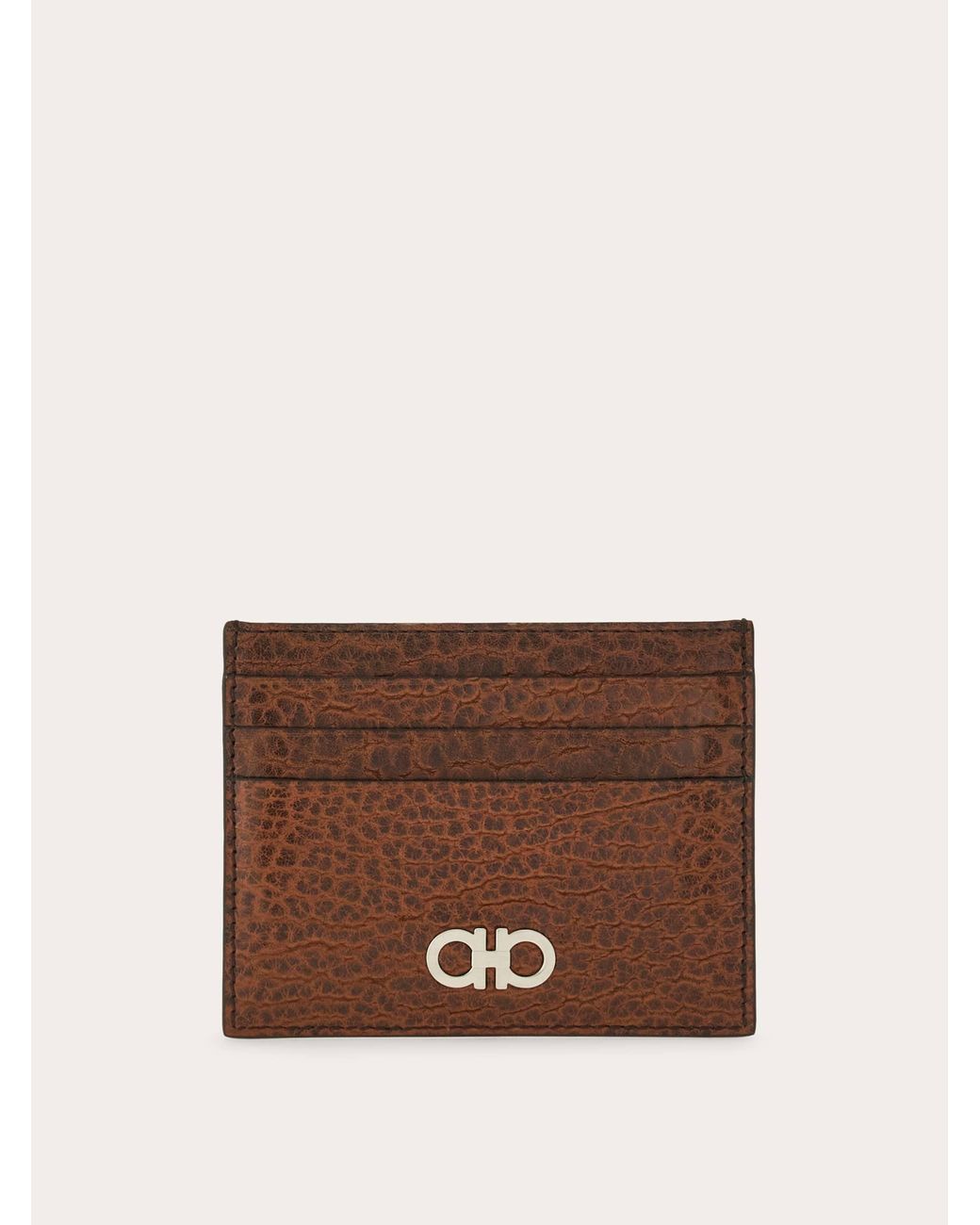 Ferragamo Brown Gancini Credit Card Holder for men