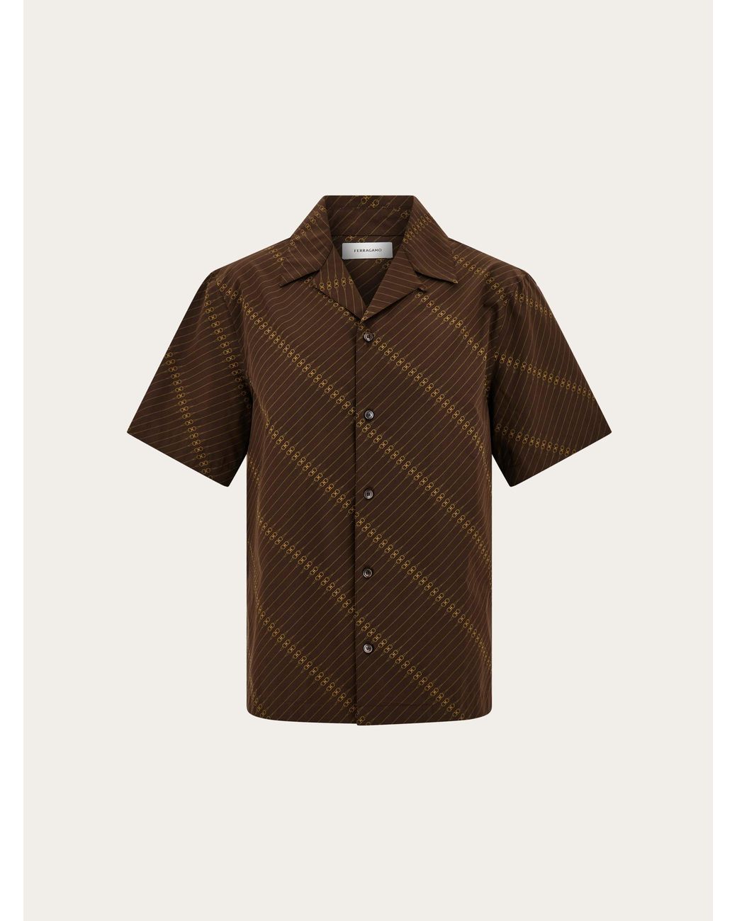 Ferragamo Brown Short Sleeve Bowling Shirt for men