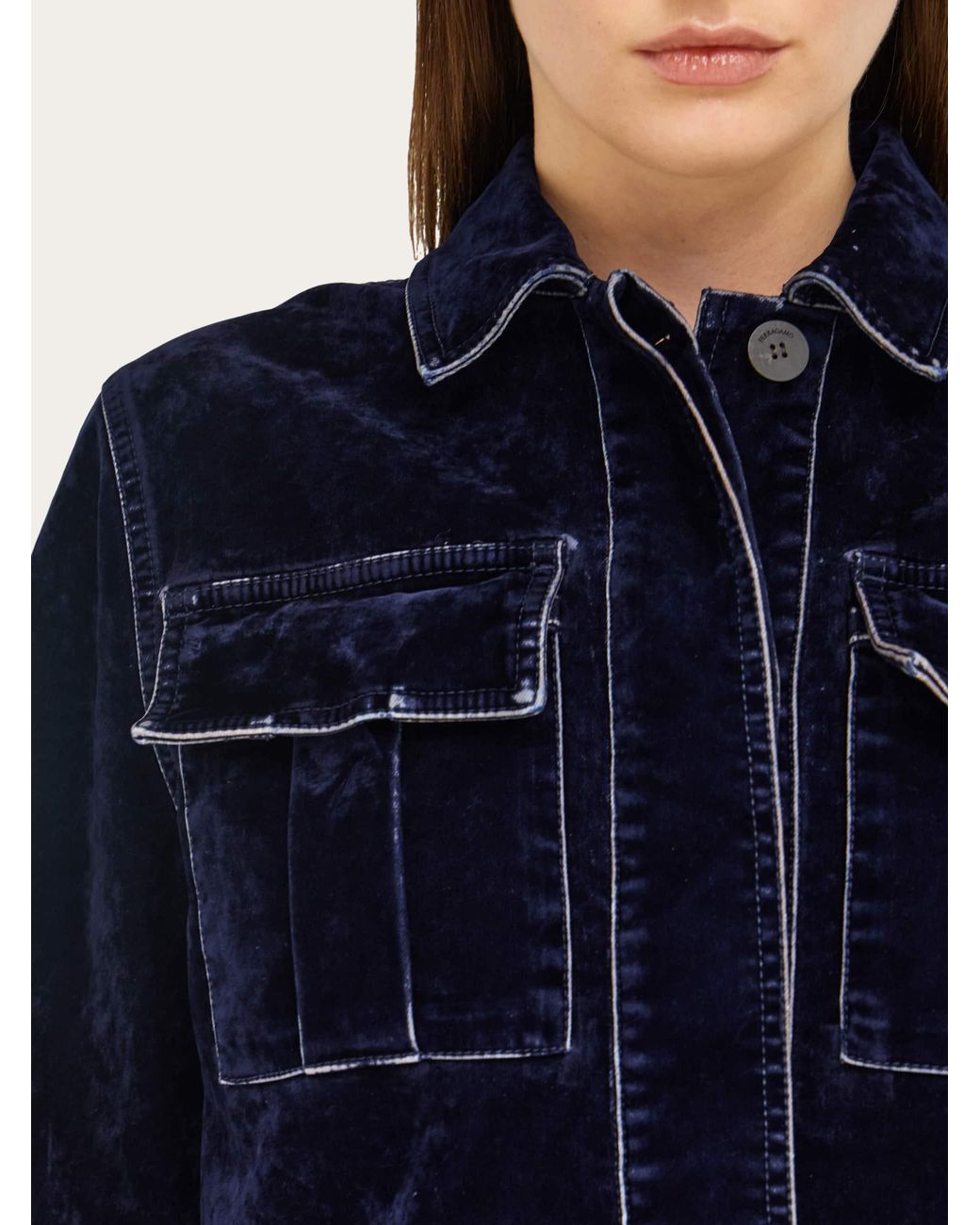 Ferragamo Blue Boxy Jacket