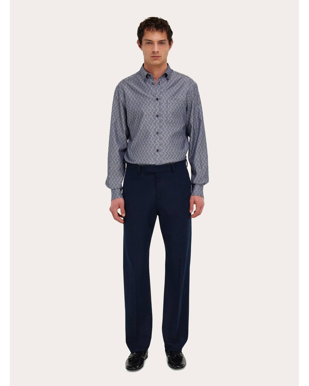 Ferragamo Blue Monogram Shirt for men