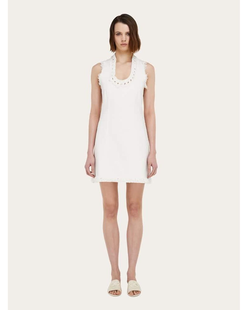 Ferragamo White Short Denim Dress