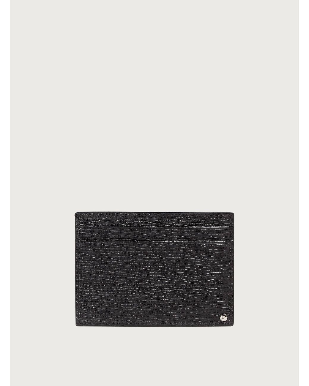 Ferragamo Black Textured Leather Card Case for men