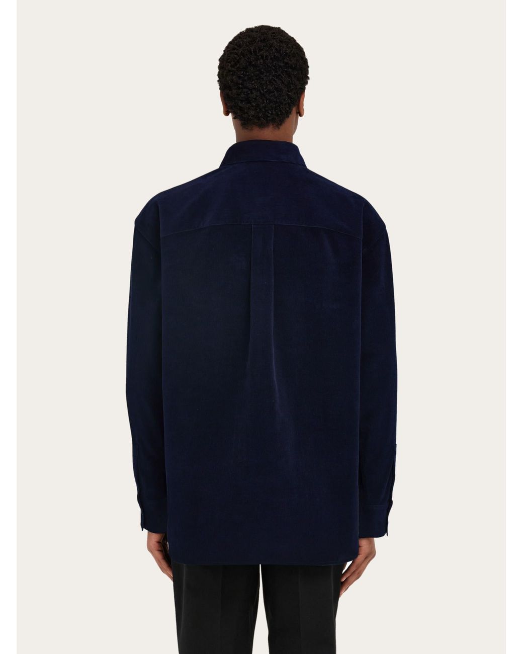 Ferragamo Blue Velvet Shirt for men