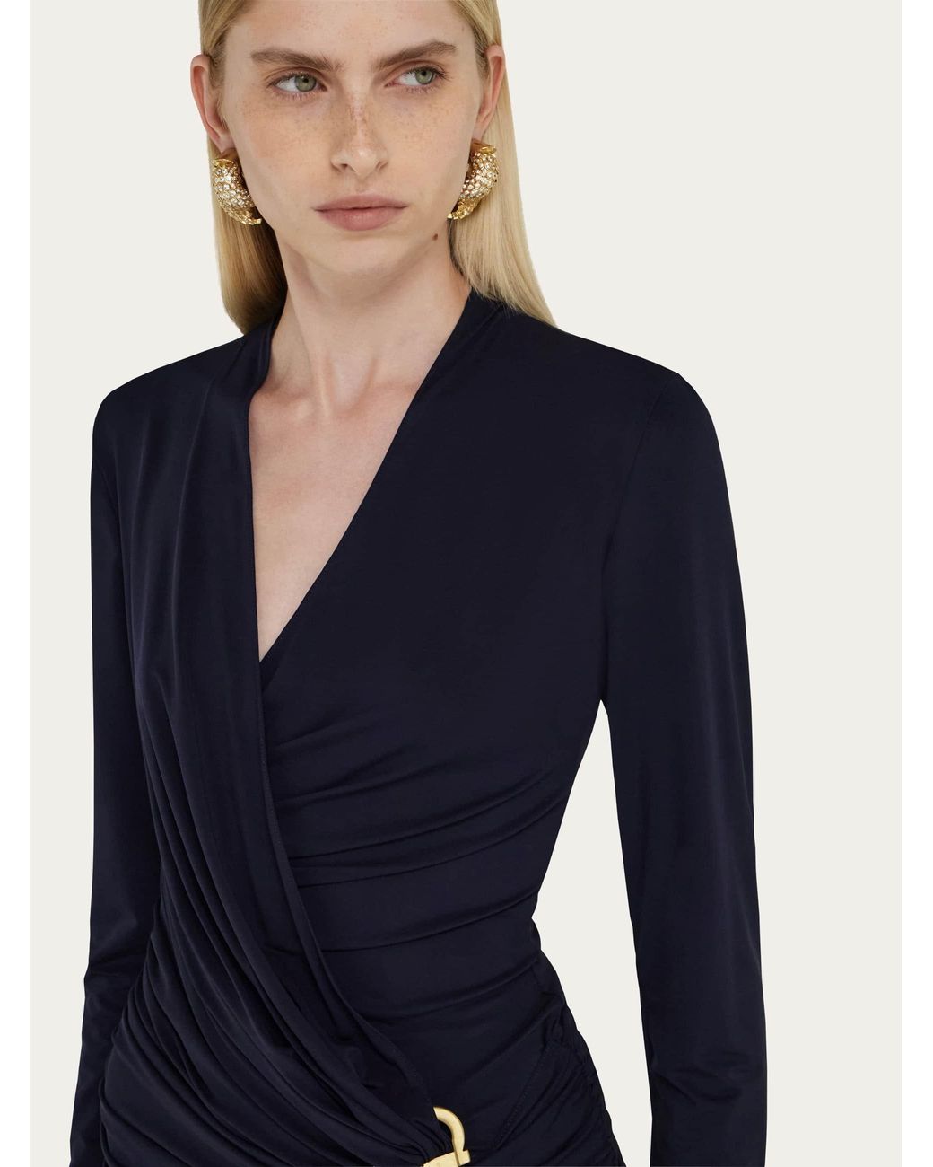 Ferragamo Blue Midi Wrap Dress