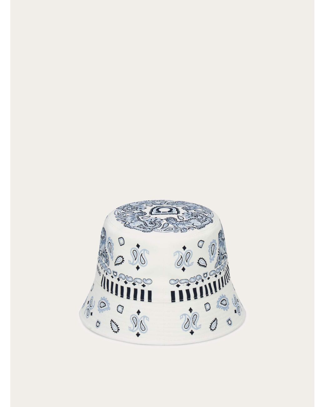 Ferragamo White Arabesque Print Cloche