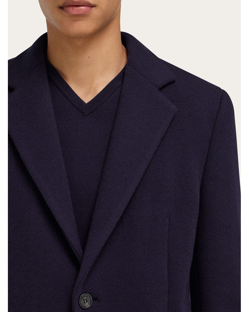 Ferragamo Blue Single Breasted Jersey Blazer for men