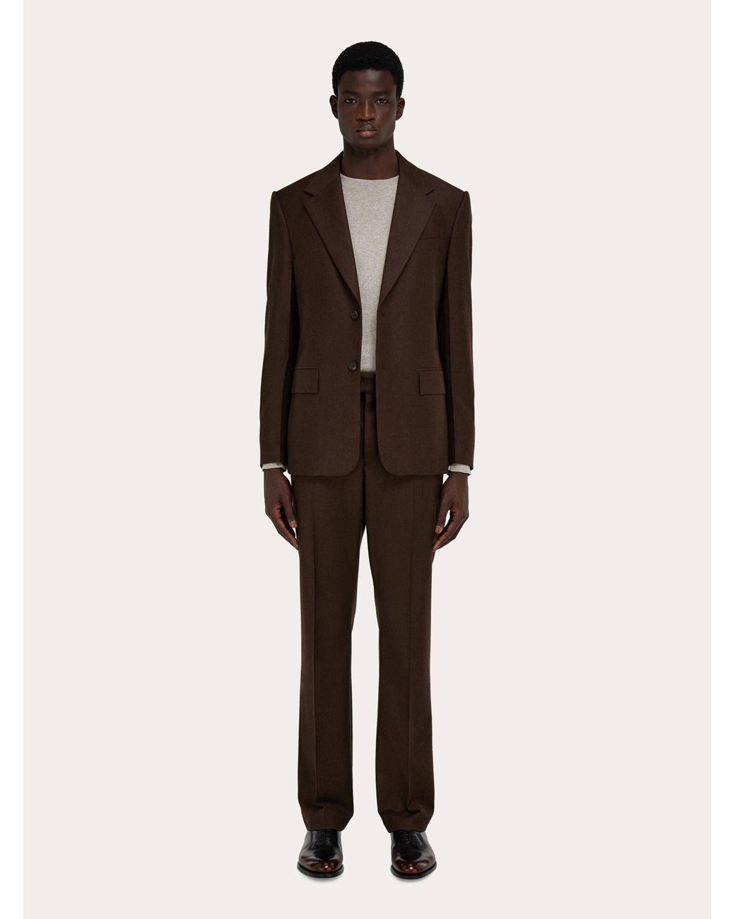 Ferragamo Brown Single Breasted Flannel Blazer for men