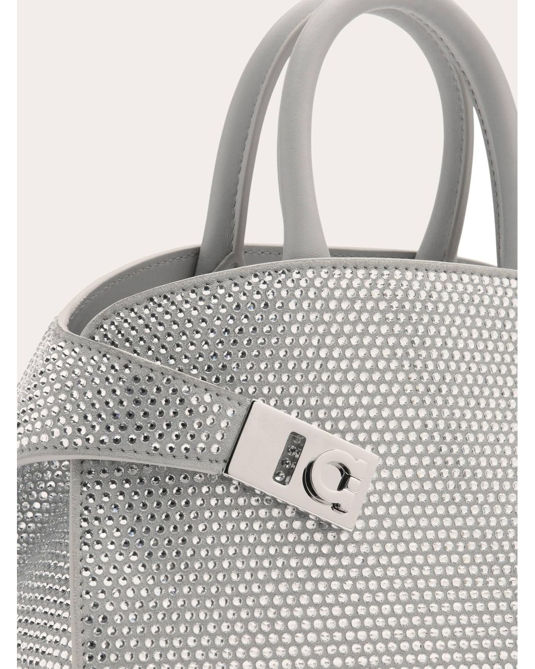 Ferragamo Natural Hug Handbag With Crystals (Xs)