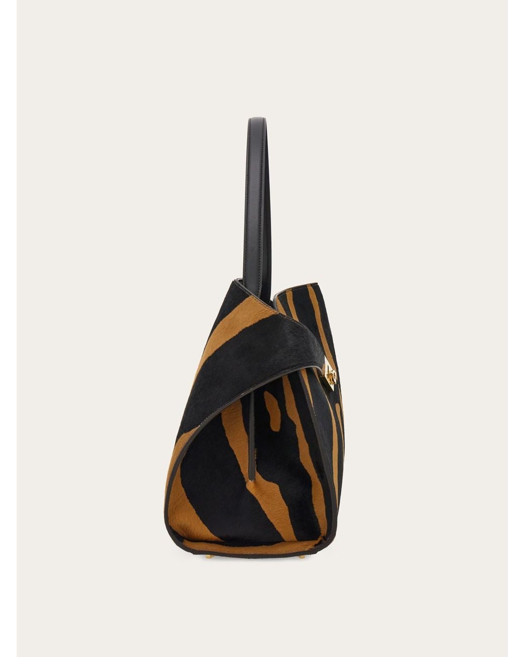 Ferragamo Black Hug Soft Bicolor Shoulder Bag (L)