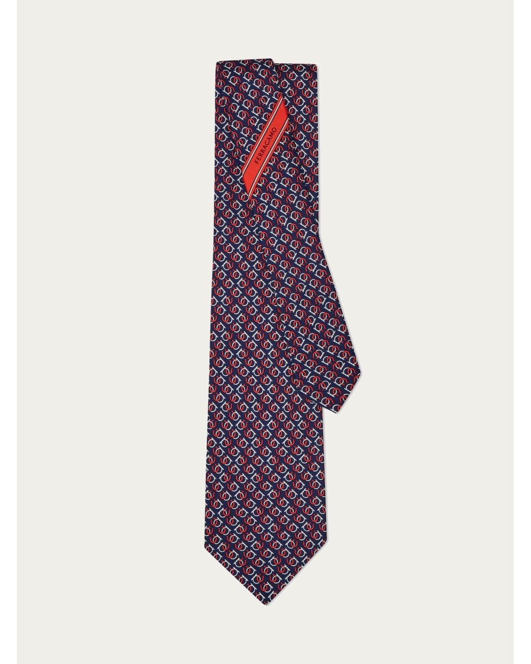 Ferragamo Purple Good Luck Print Silk Tie for men