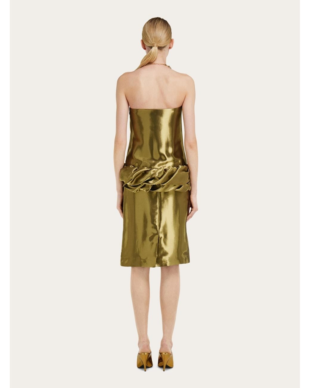 Ferragamo Green Liquid Lamé Dress