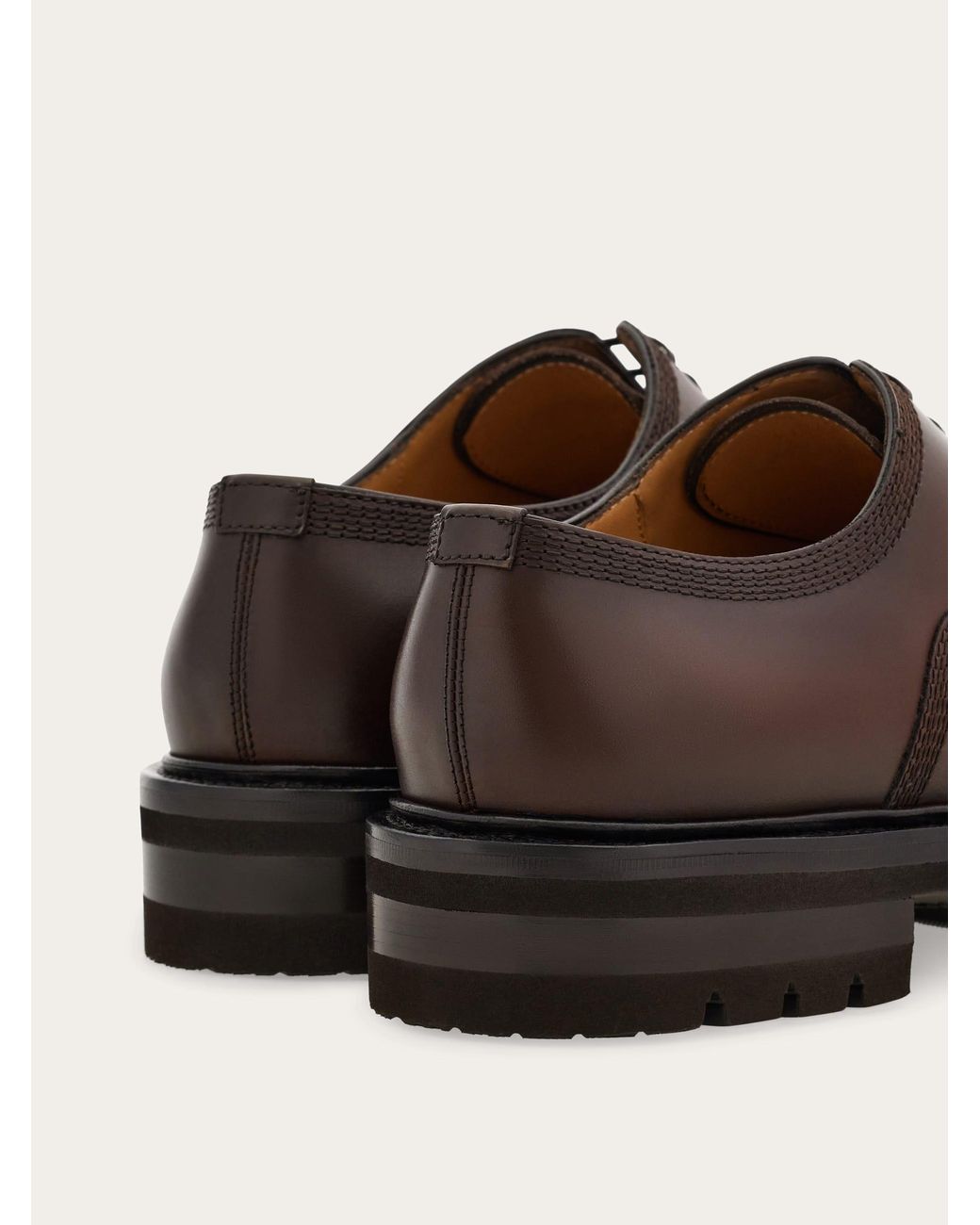 Ferragamo Brown Oxford Brogue With Chunky Tread for men
