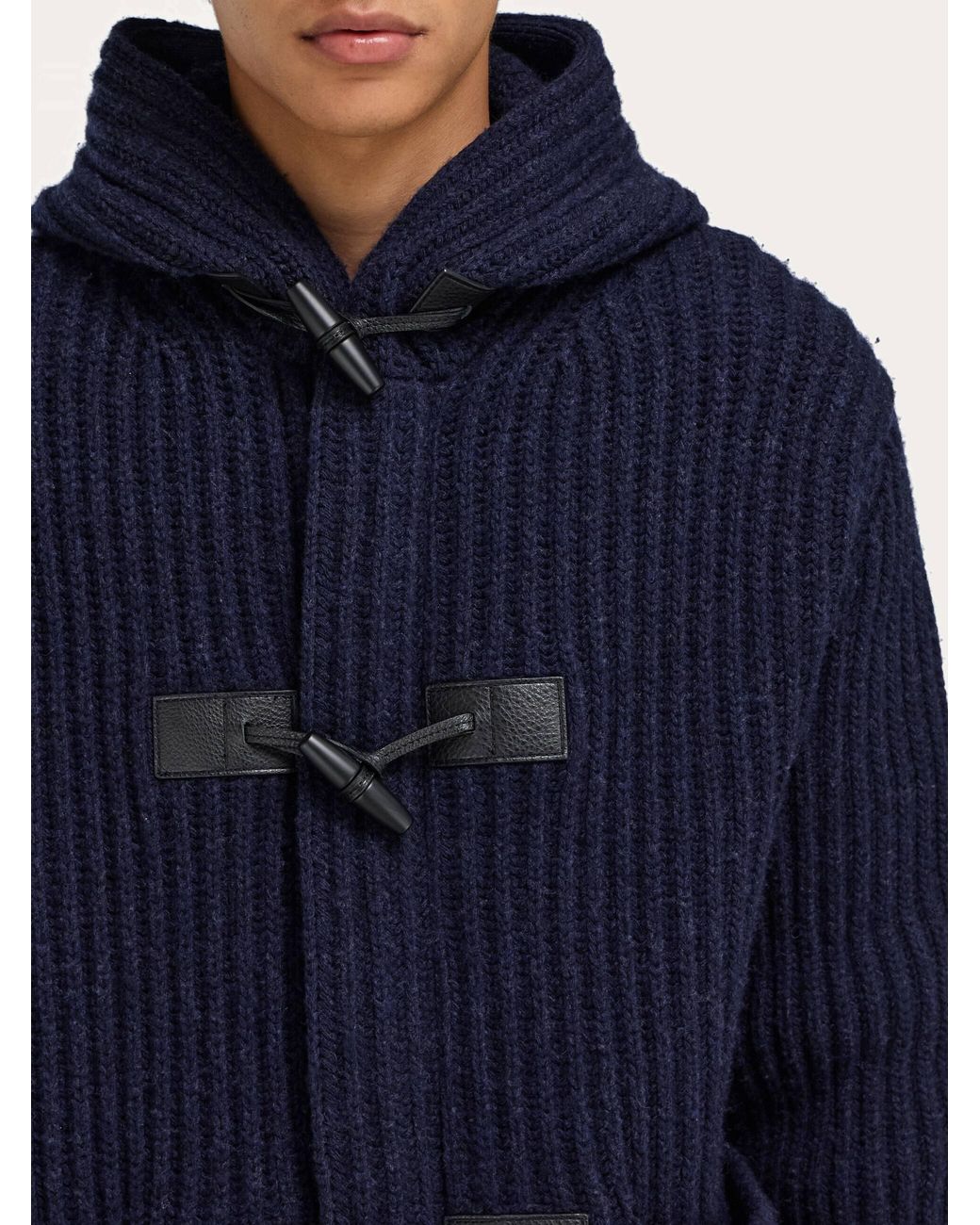 Ferragamo Blue Wool Blend Duffle Coat for men