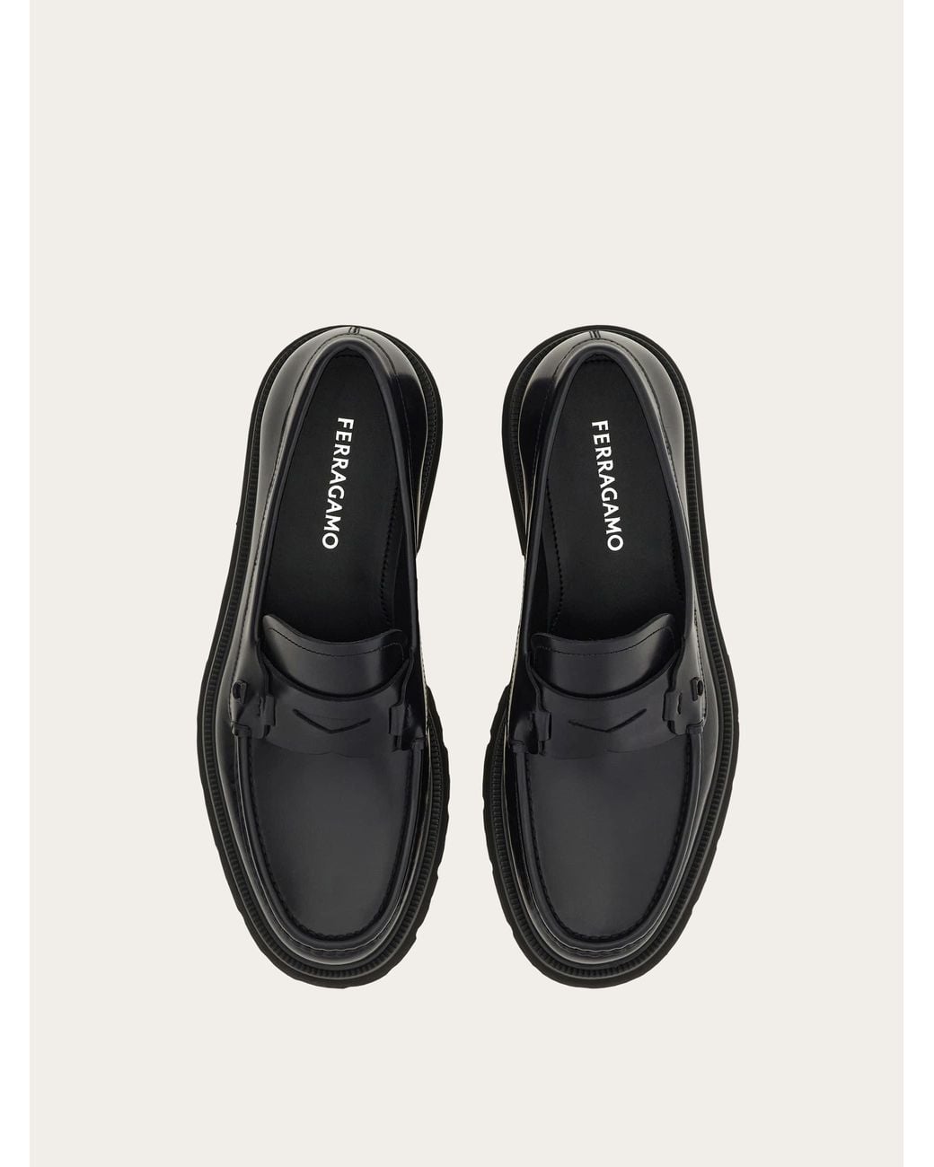 Ferragamo White Penny Loafer With Chunky Tread for men