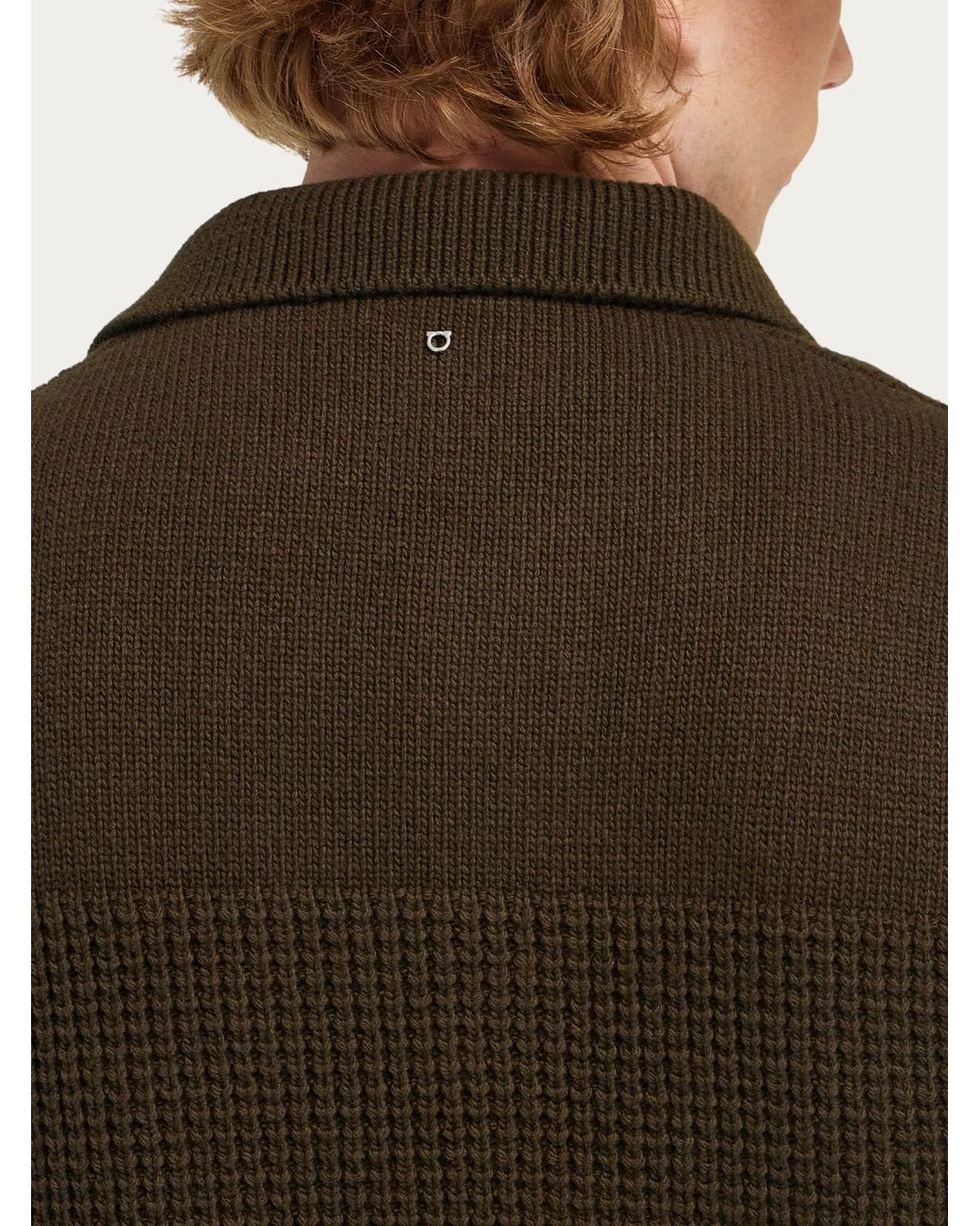 Ferragamo Green Knitted Sweater With Polo Collar for men