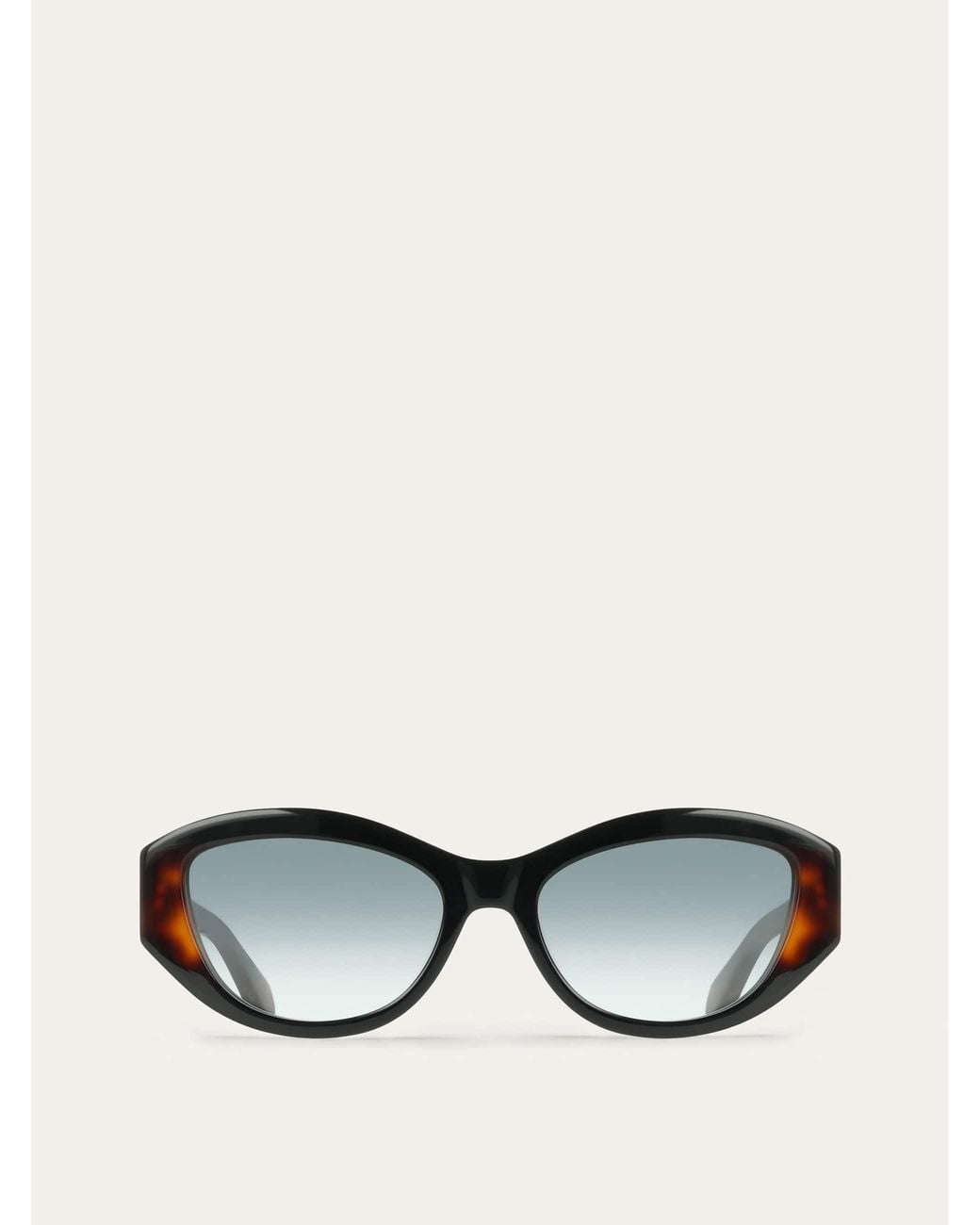 Ferragamo Black Oval Frame Sunglasses