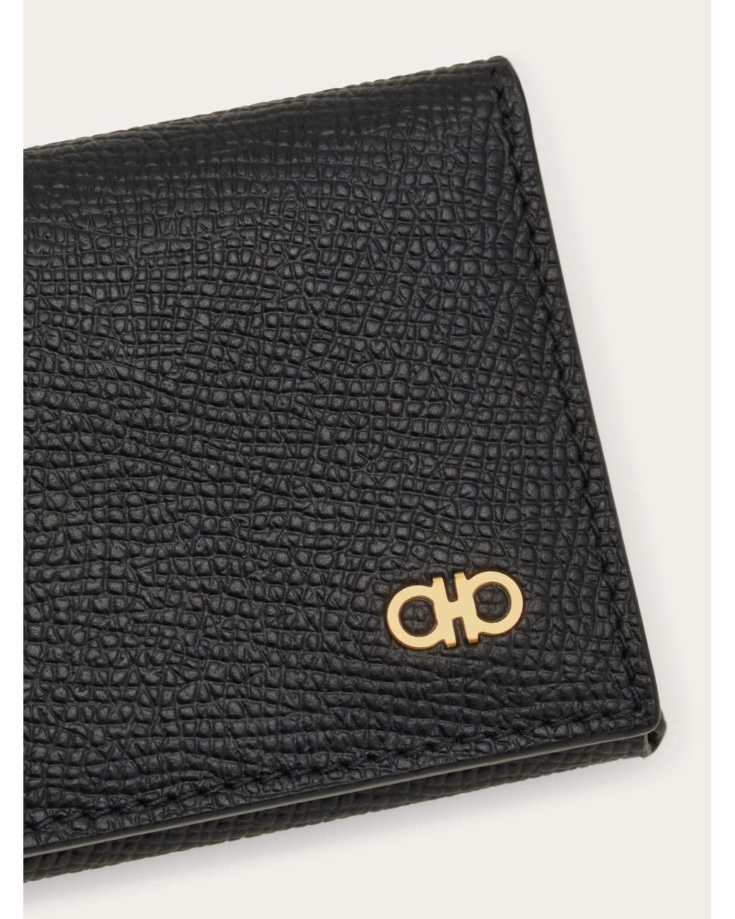 Ferragamo White Micro Gancini Credit Card Holder for men