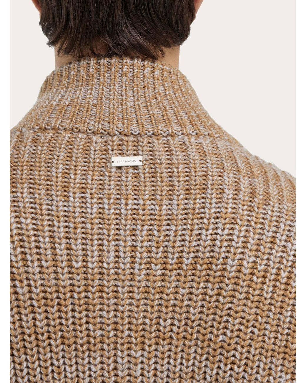 Ferragamo Brown High Neck Cardigan for men