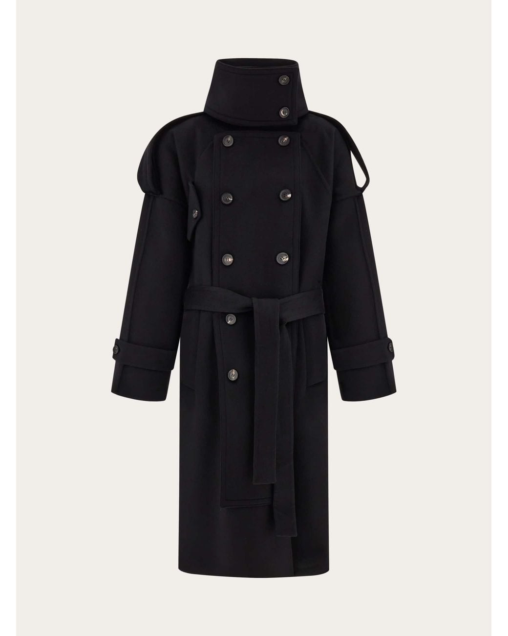 Ferragamo Black Double Breasted Oversize Coat