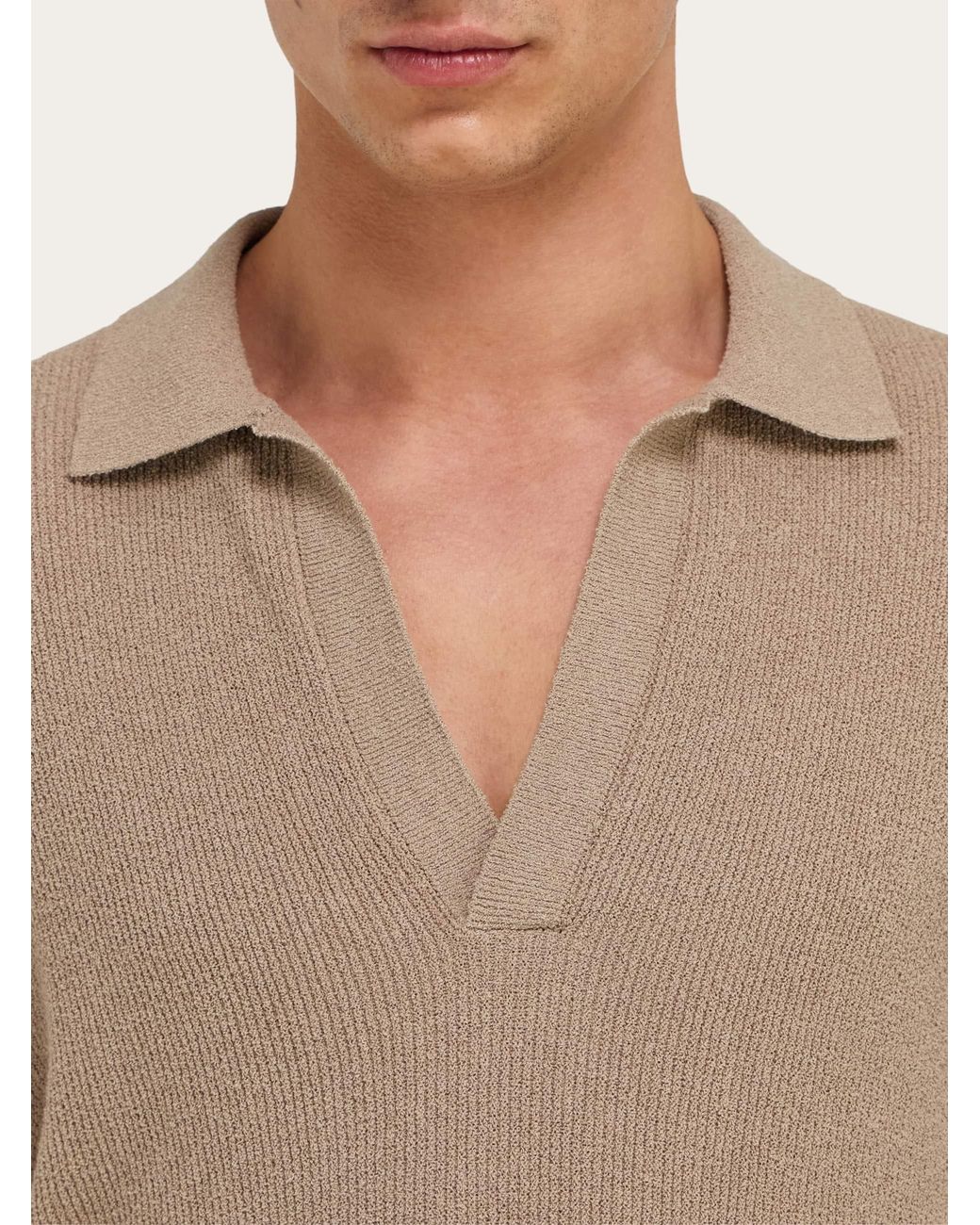 Ferragamo Natural Long Sleeve Polo Shirt for men