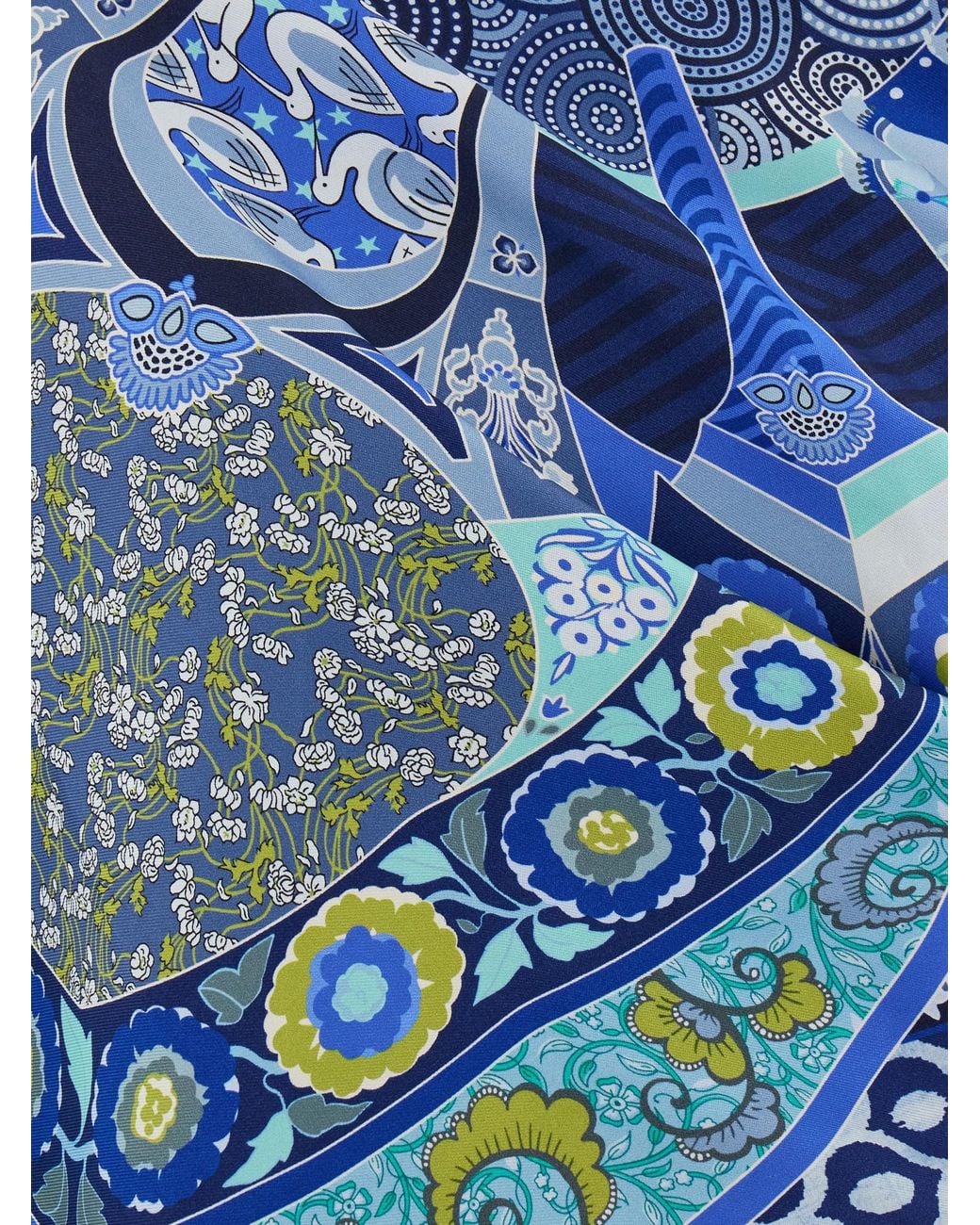 Ferragamo Blue Monile Print Silk Scarf