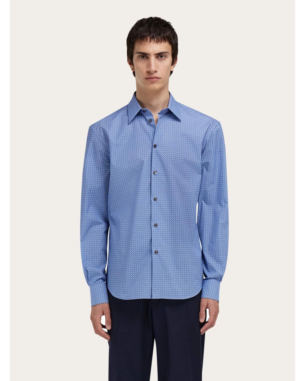 Ferragamo Blue Monogram Shirt for men