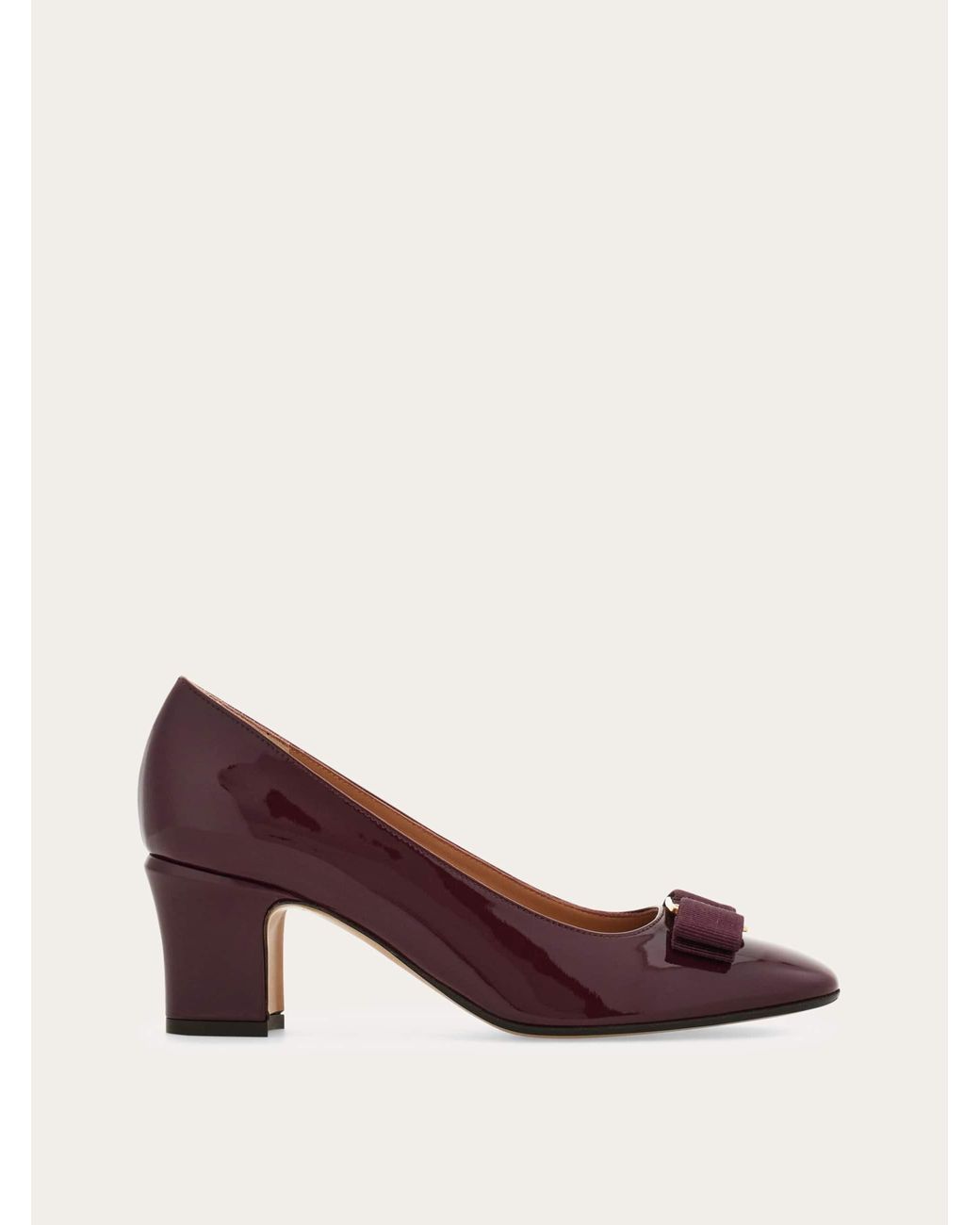 Ferragamo Purple Vara Bow Block Heel Pump