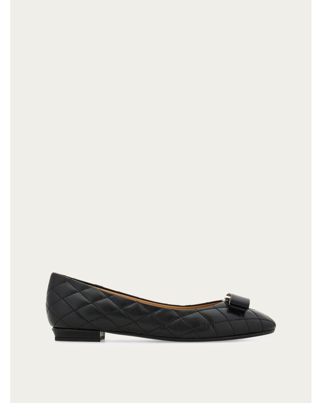Ferragamo Black Quilted Varina Ballet Flat .5
